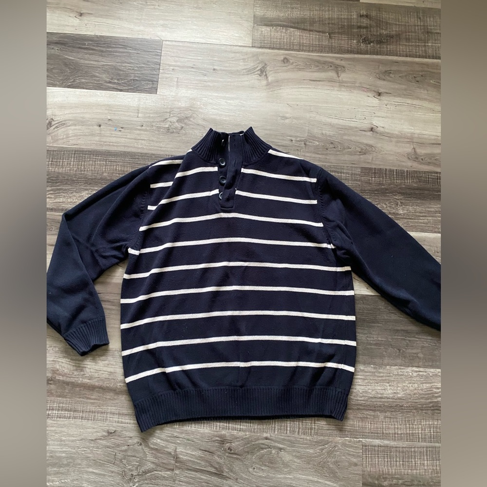 East side West side Blue White Stripe Men’s Sweatshirt Size X Large